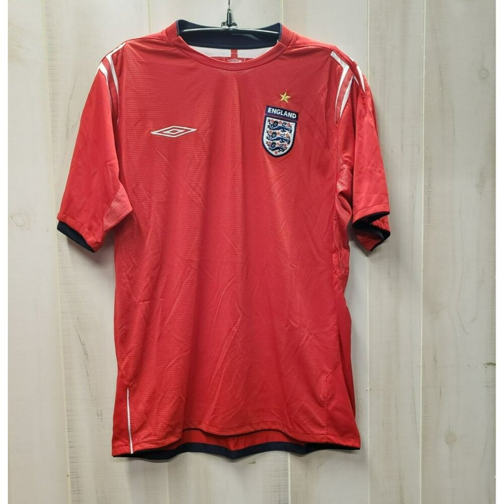 Official ENGLAND UMBRO Football Soccer Red Away Kit Jersey X-Static Mens L Large